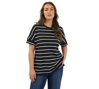 EVANS Curve Stripe Pure Cotton T-Shirt - Women's - Plus Size Curve Black
