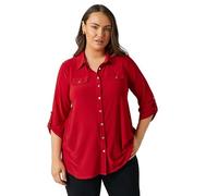 EVANS Curve Tab Sleeve Blouse - Women's - Plus Size Curve Red