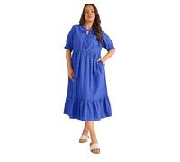 EVANS Curve Tie Neck Broderie Cotton Maxi Dress - Women's - Plus Size Curve