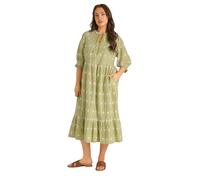 EVANS Curve Tie Neck Broderie Cotton Maxi Dress - Women's - Plus Size Curve