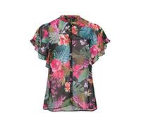 EVANS Curve Tropical Frill Sleeve Blouse - Women's - Plus Size Curve Black