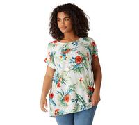 EVANS Curve Tropical Print Blouse - Women's - Plus Size Curve White