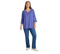 EVANS Curve V-Neck Cotton Top - Women's - Plus Size Curve Blue