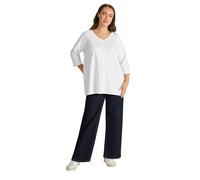 EVANS Curve V-Neck Cotton Top - Women's - Plus Size Curve White