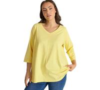 EVANS Curve V-Neck Cotton Top - Women's - Plus Size Curve Yellow