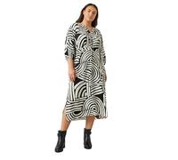 EVANS Curve & White Abstract Print Midi Dress - Women's - Plus Size Curve