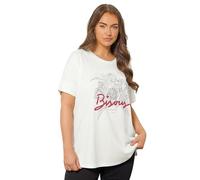 EVANS Curve White Floral Beaded Slogan Modal T-Shirt - Women's - Plus Size Curve