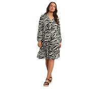 EVANS Curve & White Tiered Zebra Print Midi Dress - Women's - Plus Size Curve