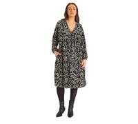 EVANS Curve Women's Plus Size Abstract Print Puff Sleeve Dress Black