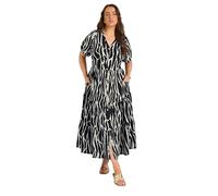 EVANS Curve Zebra Print Tiered Maxi Dress - Women's - Plus Size Curve Black