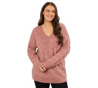 EVANS Curve Zig Zag V-Neck Knitted Jumper - Women's - Plus Size Curve Pink