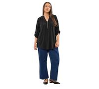 EVANS Curve Zip Front Jersey Blouse - Women's - Plus Size Curve Black