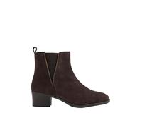 EVANS Dark Brown Suede Zip Teeth Ankle Boot In Wide E & Extra Wide Eee Fit - Women's - Plus Size Curve