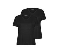 EVANS Essential 2 Pack Curve V-Neck Modal Rich T-Shirts - Women's - Plus Size Curve Black