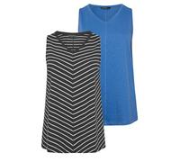 EVANS Essential Curve 2 Pack Blue & Cotton Vest Tops - Women's - Plus Size Curve