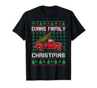 Evans Family Christmas Red Truck Personalised Funny Xmas Value Graphic T-Shirt