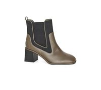 EVANS Khaki Pull On Heeled Chelsea Boot - Women's