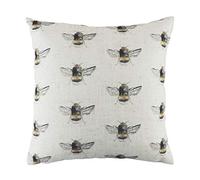 Evans Lichfield Bee Happy Repeat Feather Filled Cushion, White, 43 x 43cm