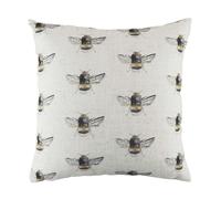 'Bee Happy Repeat' Hand-Painted Bee Cushion Evans Lichfield White One Size