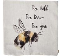 Evans Lichfield Bee You Cushion Cover, Polyester, Linen, White