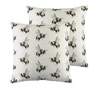Evans Lichfield Bee You Repeat Twin Pack Polyester Filled Cushions, White, 43 x 43cm