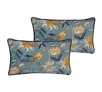 Evans Lichfield Chatsworth Aviary Piped Polyester Filled Cushion - Twin Pack