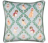 Evans Lichfield Christmas Dog Friends Printed Velvet Feather Rich Cushion