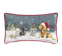 Evans Lichfield Christmas Dogs Piped Feather Rich Cushion