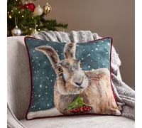 Evans Lichfield Christmas Hare Piped Feather Filled Cushion