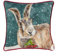 Evans Lichfield Christmas Hare Piped Feather Rich Filled Cushion