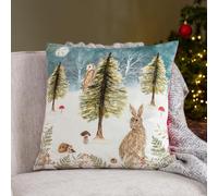Evans Lichfield Christmas Owl Velvet Feather Rich Filled Cushion
