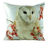 Xmas Owls Hand-Painted Watercolour Printed Cushion Evans Lichfield Multi 43cm x 43cm