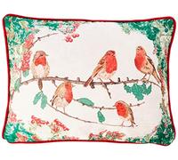 Evans Lichfield Christmas Robins Chenille Cushion Cover, Multi, 43 x 33cm