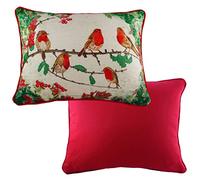 Evans Lichfield Christmas Robins Chenille Feather Filled Cushion, Multi, 43 x 33 cm