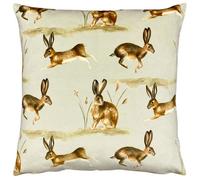 Evans Lichfield Country Running Hares Hand-Painted Printed Cushion in Taupe | Size: 43 cm x 43 cm Evans Lichfield Taupe 43 cm x 43 cm