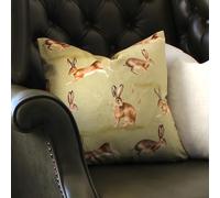Evans Lichfield Country Running Hares Watercolour Feather Rich Filled Cushion