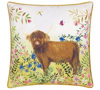 Evans Lichfield Daisy Hill Agnes Printed Cushion Cover - Multicolour/Tan - 45x45cm