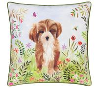 Evans Lichfield Daisy Hill Charlie Printed Cushion Cover - Multicolour/Green - 45x45cm
