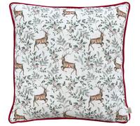 Evans Lichfield Festive Reindeer Repeat Piped Feather Rich Cushion