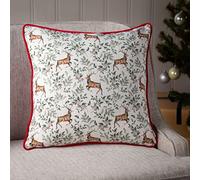 Evans Lichfield Festive Reindeer Repeat Piped Feather Rich Filled Cushion