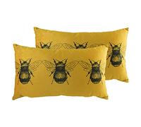 Evans Lichfield Gold Bee Polyester Filled Cushions (Twin Pack), Polyester, Black