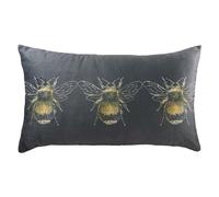 Evans Lichfield 'Gold Bee' Rectangular Velvet Cushion in Dark Grey Evans Lichfield Dark Grey