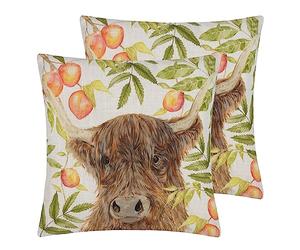 Evans Lichfield Grove Highland Cow Polyester Filled Cushion - Twin Pack,43 x 43cm