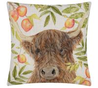 Evans Lichfield Grove Highland Cow Watercolour-Painted Polyester Filled Cushion