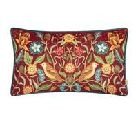 Evans Lichfield Hawthorn Birds Chenille Piped Cushion Cover, 30 x 50 cm, Burgundy