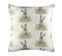 Evans Lichfield Hedgerow Hare Repeat Polyester Filled Cushion, White, 43 x 43cm