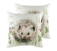 Evans Lichfield Hedgerow Hedgehog Twin Pack Polyester Filled Cushions, Multi, 43 x 43cm