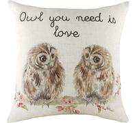 Evans Lichfield Hedgerow Owls Cushion Cover, Polyester, Linen, multicolour, 43 x 43cm