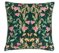 Evans Lichfield Heritage Bell Flowers Floral Feather Rich Filled Cushion, 43 x 43cm, Viridian