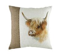 Evans Lichfield Hessian Cow Cushion Cover, Polyester, White, 43 x 43cm